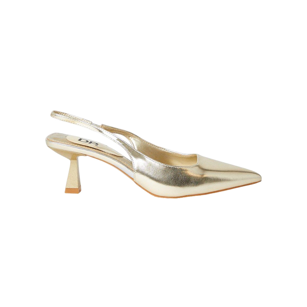 Gold - Back - Dorothy Perkins Womens-Ladies Emma Sling Back Medium Heel Court Shoes