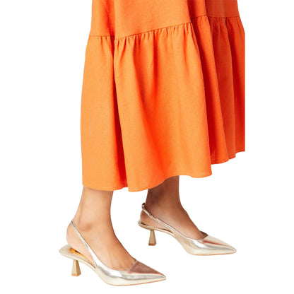 Gold - Side - Dorothy Perkins Womens-Ladies Emma Sling Back Medium Heel Court Shoes