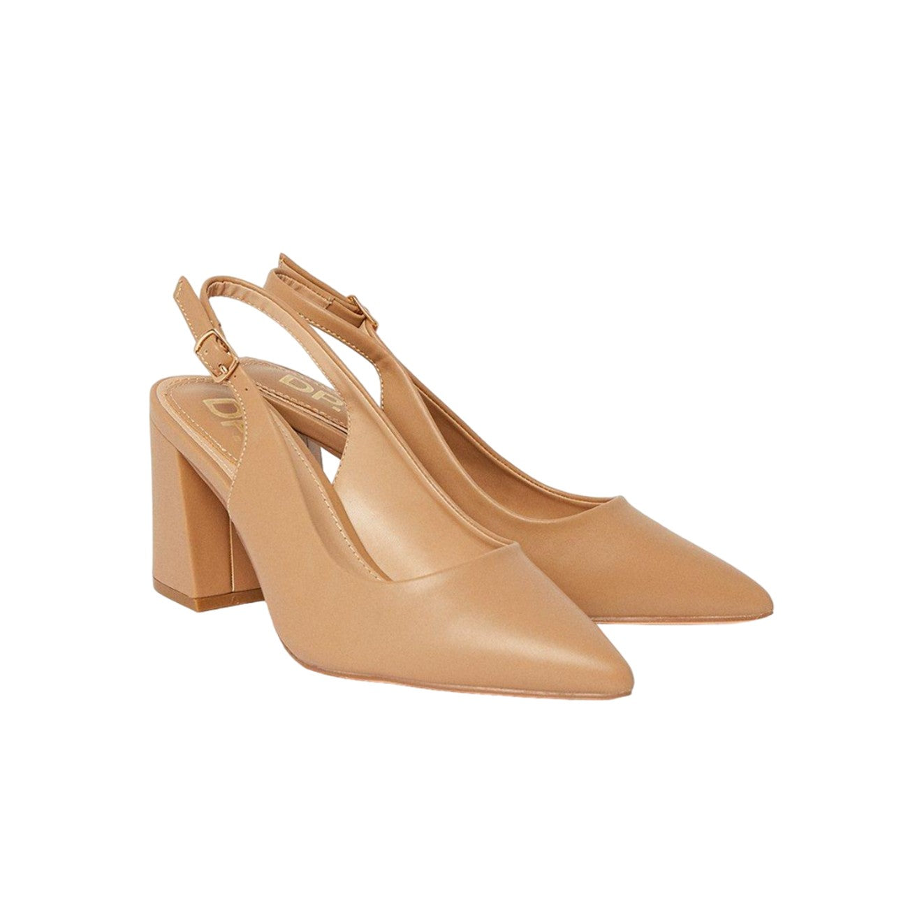 Blush - Front - Dorothy Perkins Womens-Ladies Ellen Sling Back Wide Block Heel Court Shoes