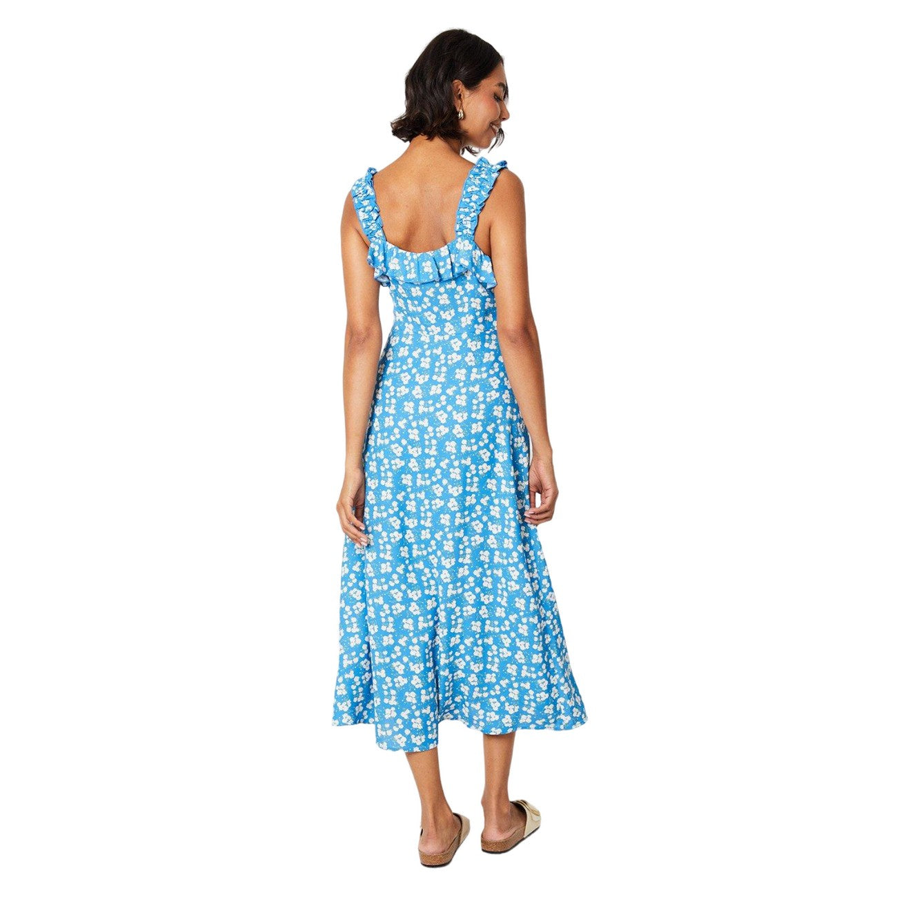 Blue - Back - Dorothy Perkins Womens-Ladies Ditsy Print Strappy Midi Dress