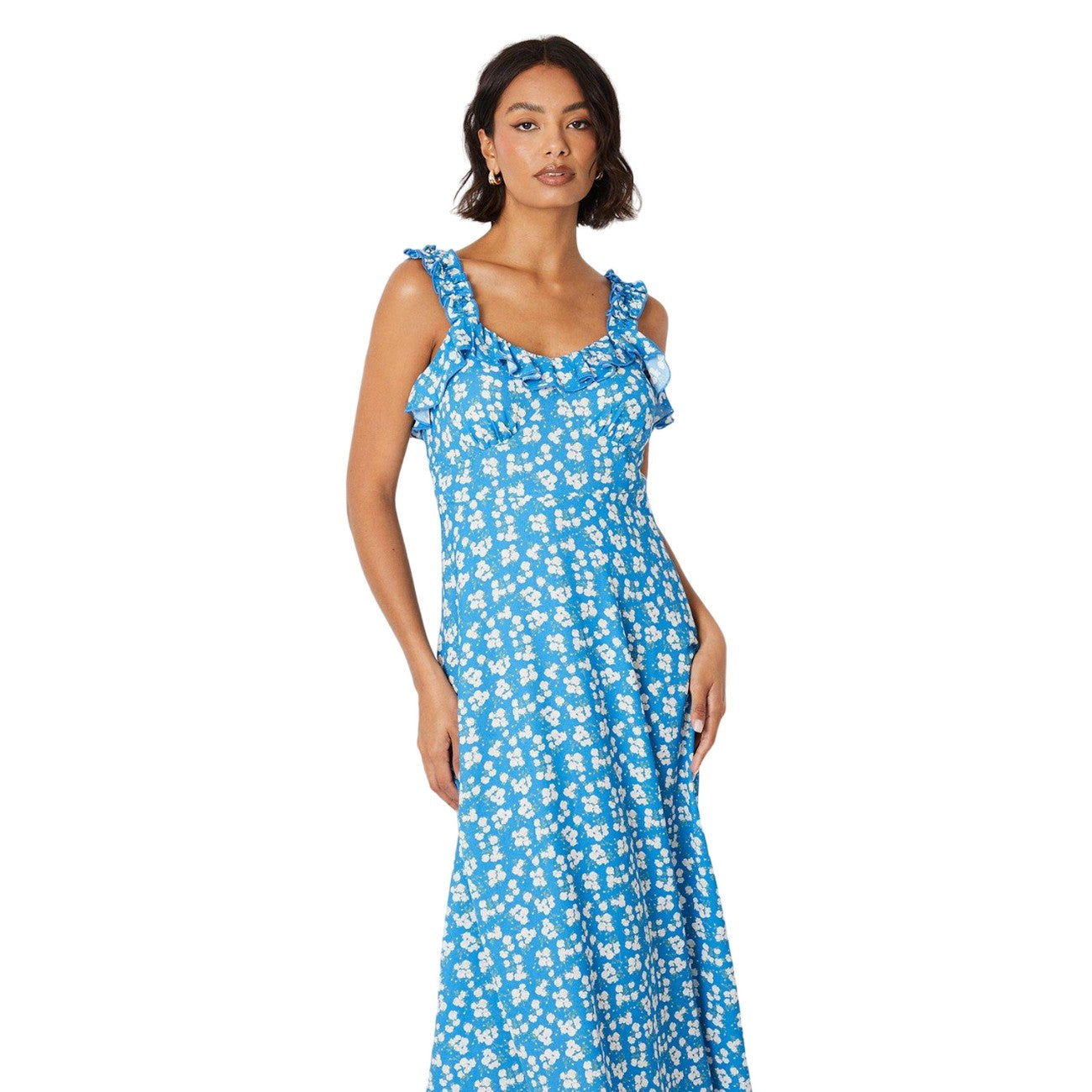 Blue - Side - Dorothy Perkins Womens-Ladies Ditsy Print Strappy Midi Dress