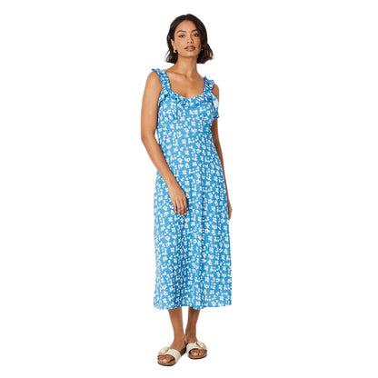 Blue - Front - Dorothy Perkins Womens-Ladies Ditsy Print Strappy Midi Dress