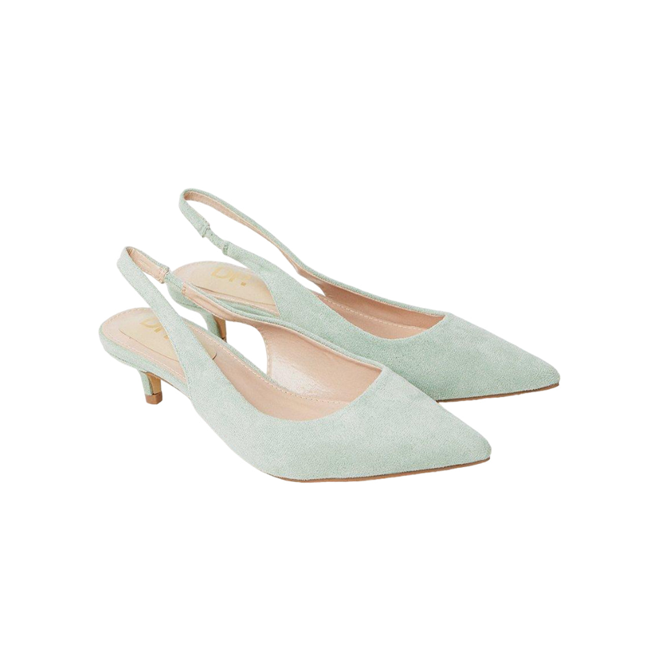 Sage - Front - Dorothy Perkins Womens-Ladies Delilah Sling Back Kitten Heel Court Shoes