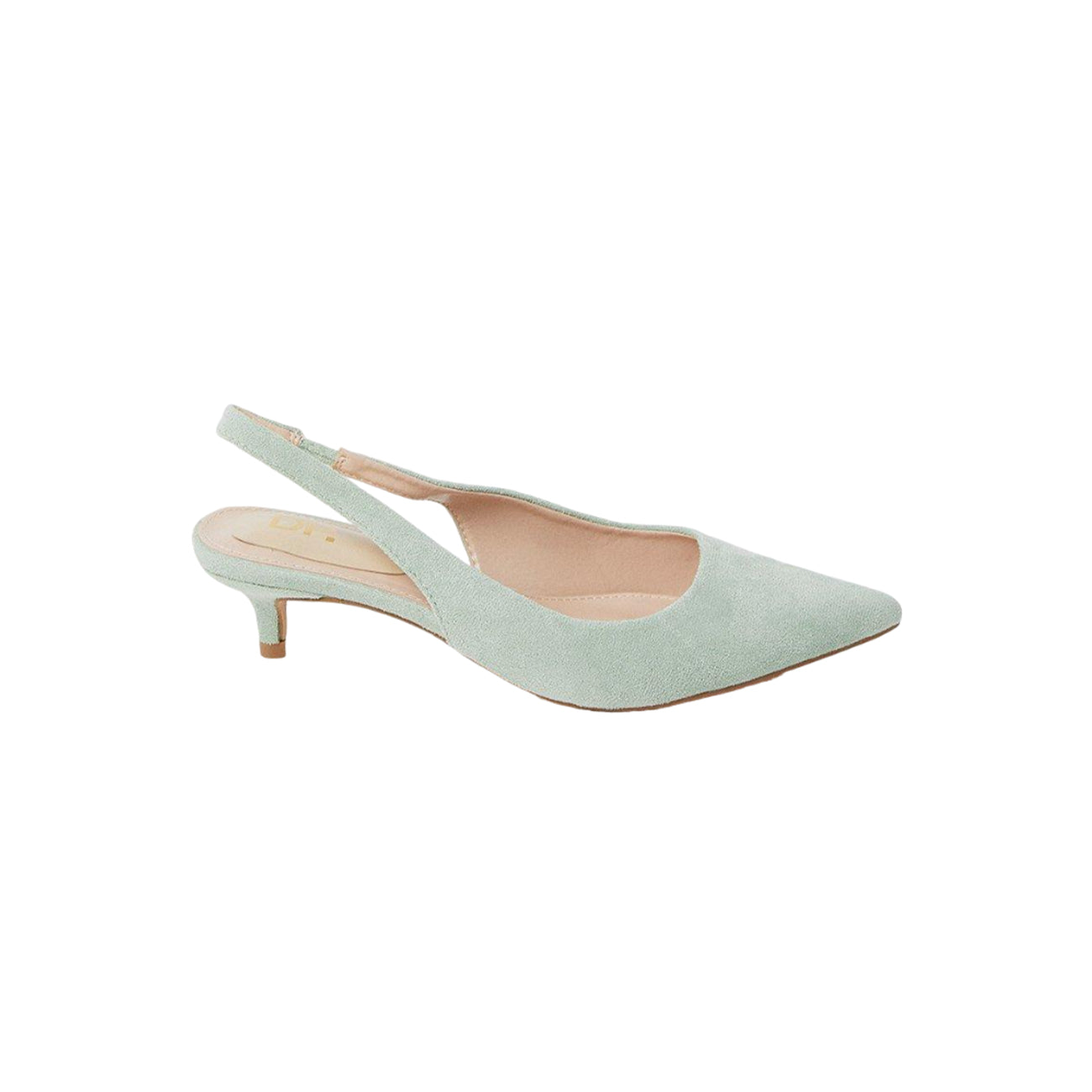 Sage - Back - Dorothy Perkins Womens-Ladies Delilah Sling Back Kitten Heel Court Shoes