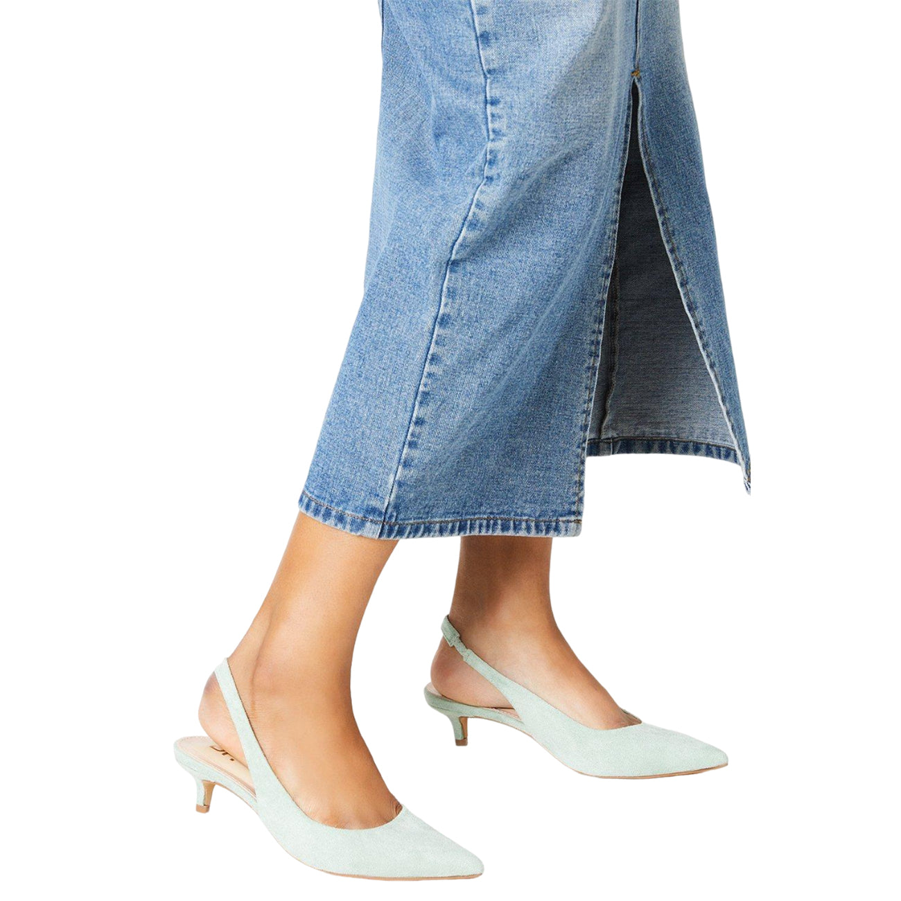 Sage - Side - Dorothy Perkins Womens-Ladies Delilah Sling Back Kitten Heel Court Shoes