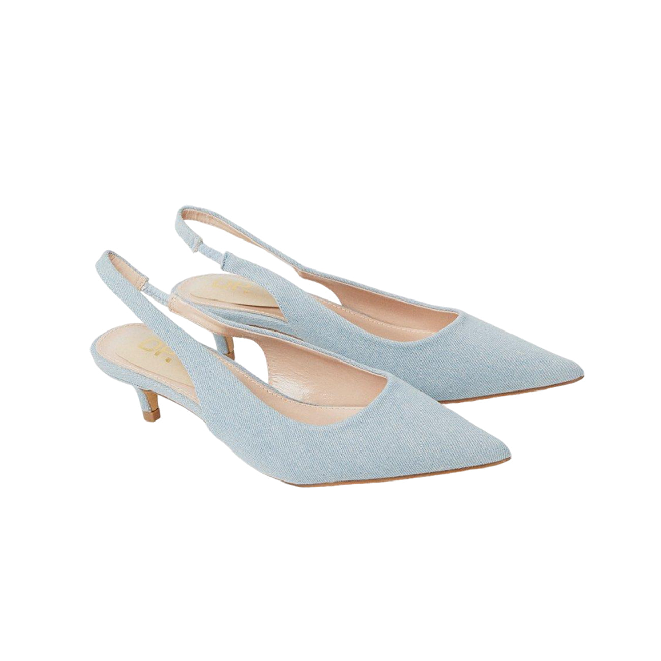 Denim - Front - Dorothy Perkins Womens-Ladies Delilah Sling Back Kitten Heel Court Shoes