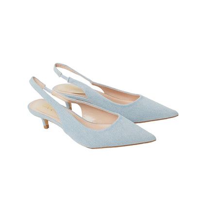 Denim - Front - Dorothy Perkins Womens-Ladies Delilah Sling Back Kitten Heel Court Shoes