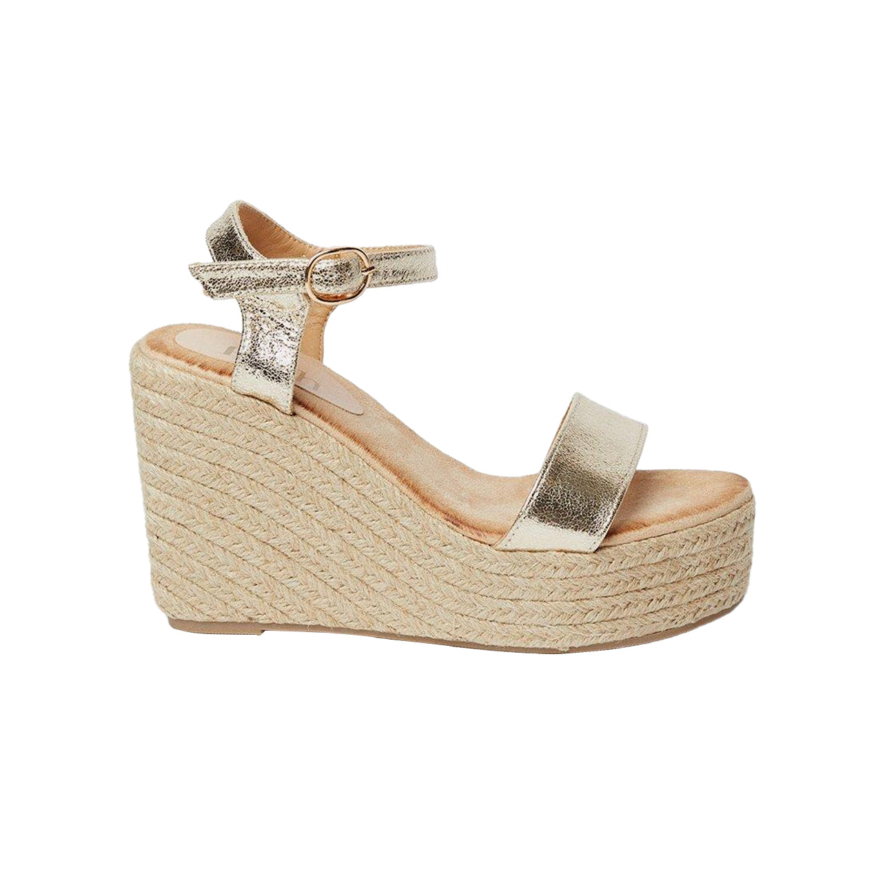 Gold - Back - Faith Womens-Ladies Helene Wedge Sandals