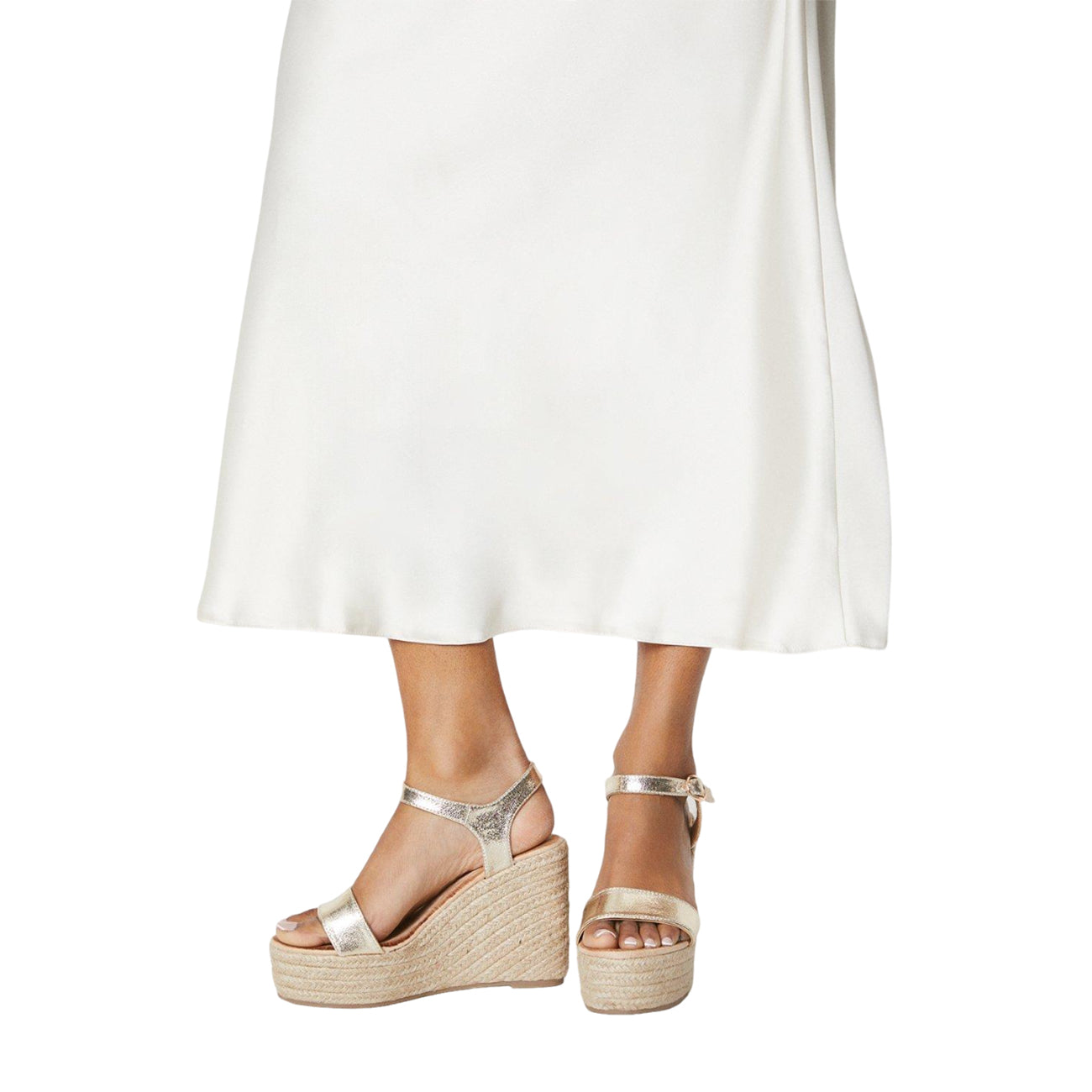 Gold - Side - Faith Womens-Ladies Helene Wedge Sandals