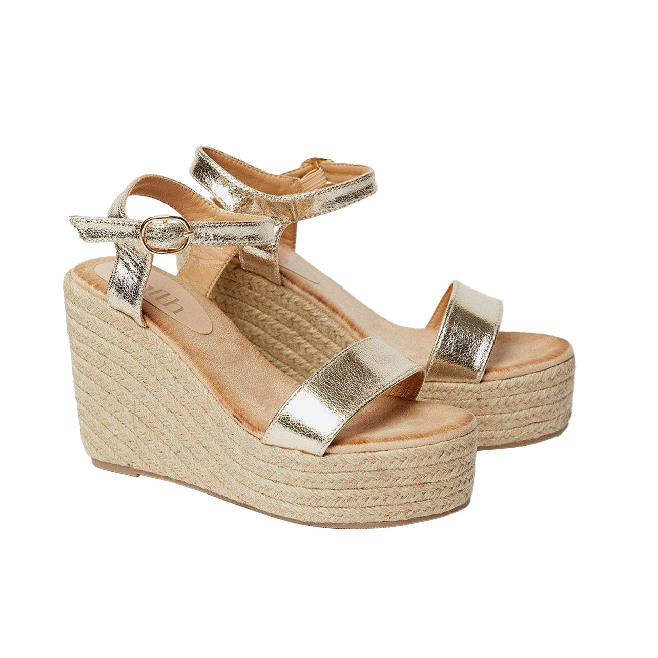 Gold - Front - Faith Womens-Ladies Helene Wedge Sandals
