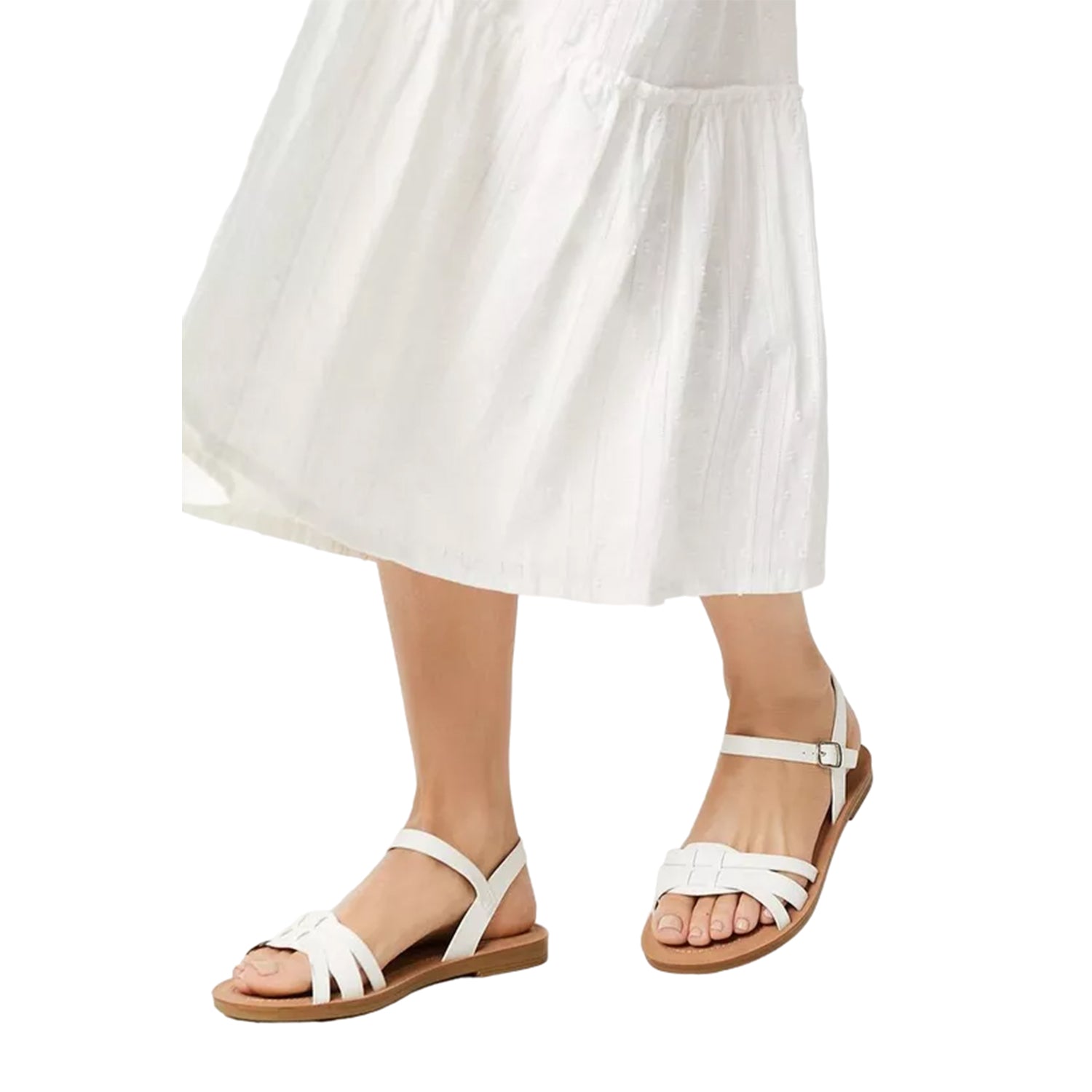 White - Side - Good For The Sole Womens-Ladies Montanne Comfort Strappy Sandals