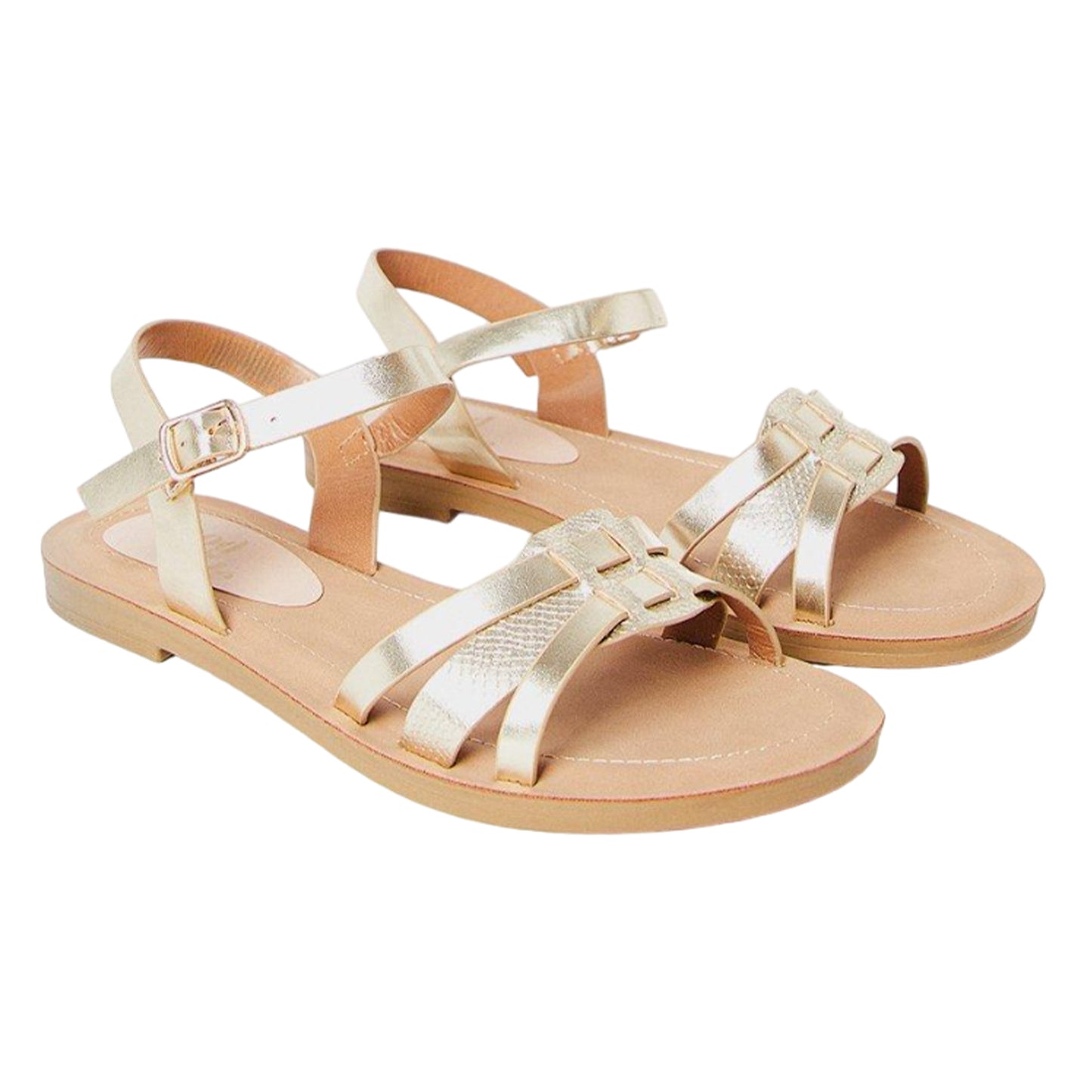 Gold - Front - Good For The Sole Womens-Ladies Montanne Comfort Strappy Sandals