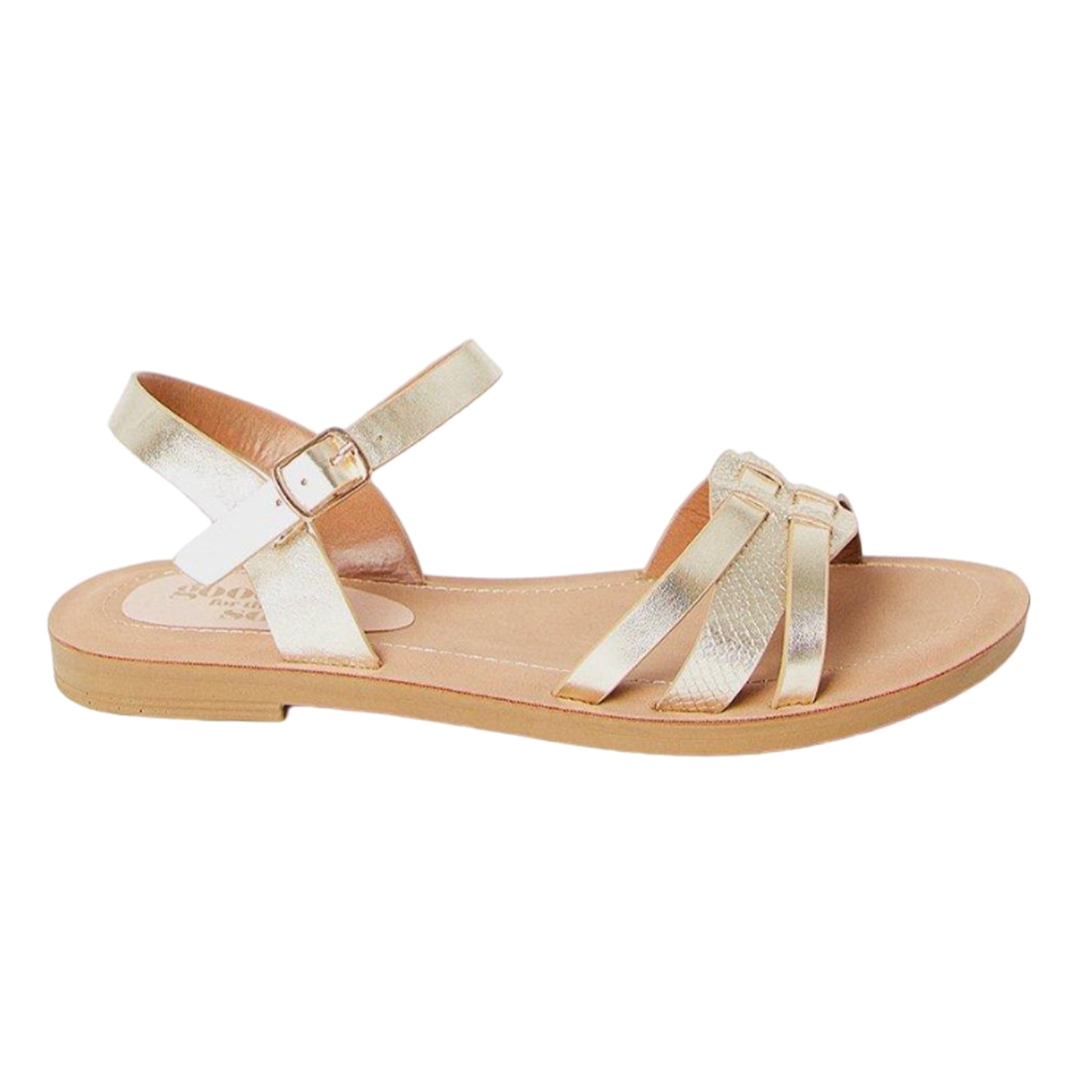 Gold - Back - Good For The Sole Womens-Ladies Montanne Comfort Strappy Sandals