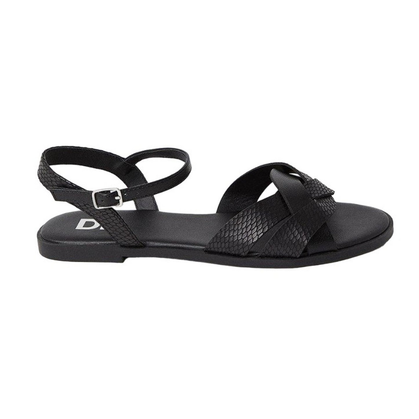 Black - Back - Dorothy Perkins Womens-Ladies Fara Weave Wide Flat Sandals