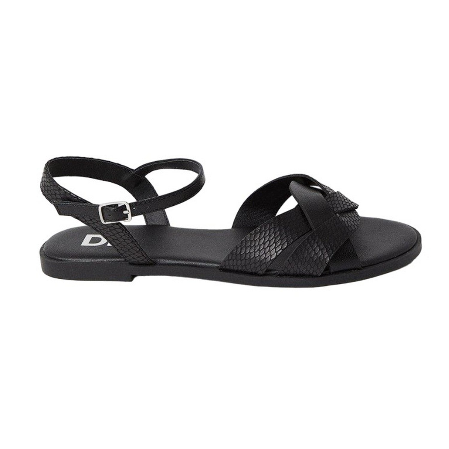 Black - Back - Dorothy Perkins Womens-Ladies Fara Weave Wide Flat Sandals