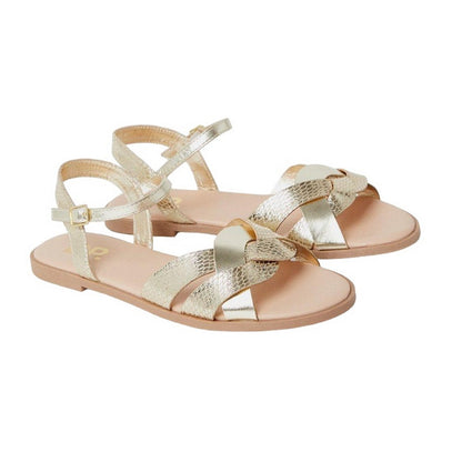 Gold - Front - Dorothy Perkins Womens-Ladies Fara Weave Wide Flat Sandals