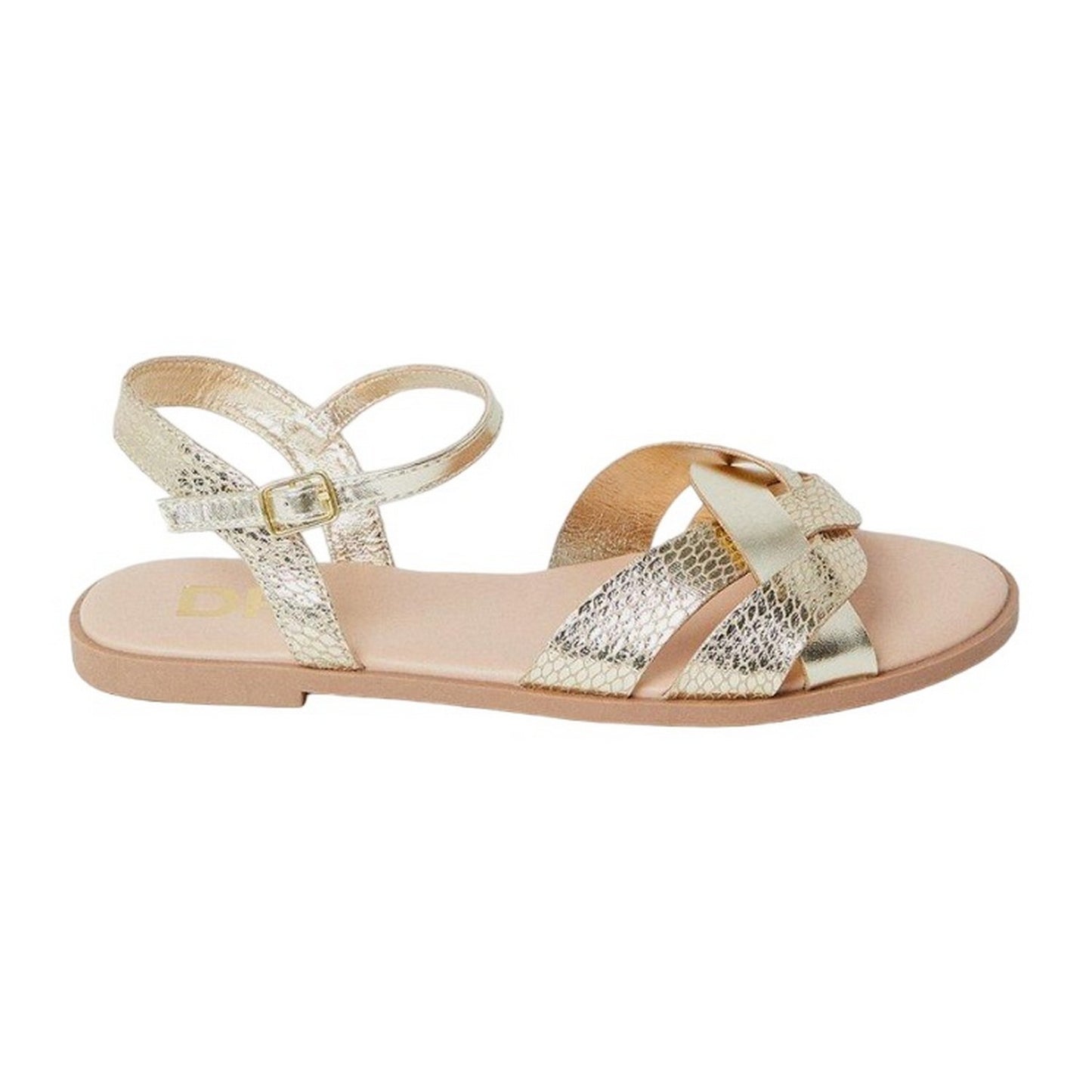 Gold - Back - Dorothy Perkins Womens-Ladies Fara Weave Wide Flat Sandals