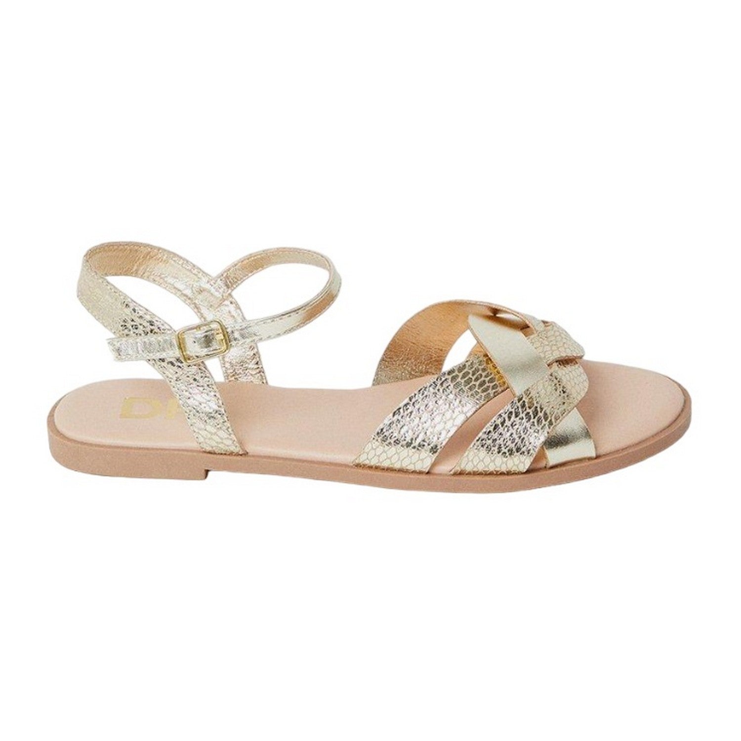 Gold - Back - Dorothy Perkins Womens-Ladies Fara Weave Wide Flat Sandals
