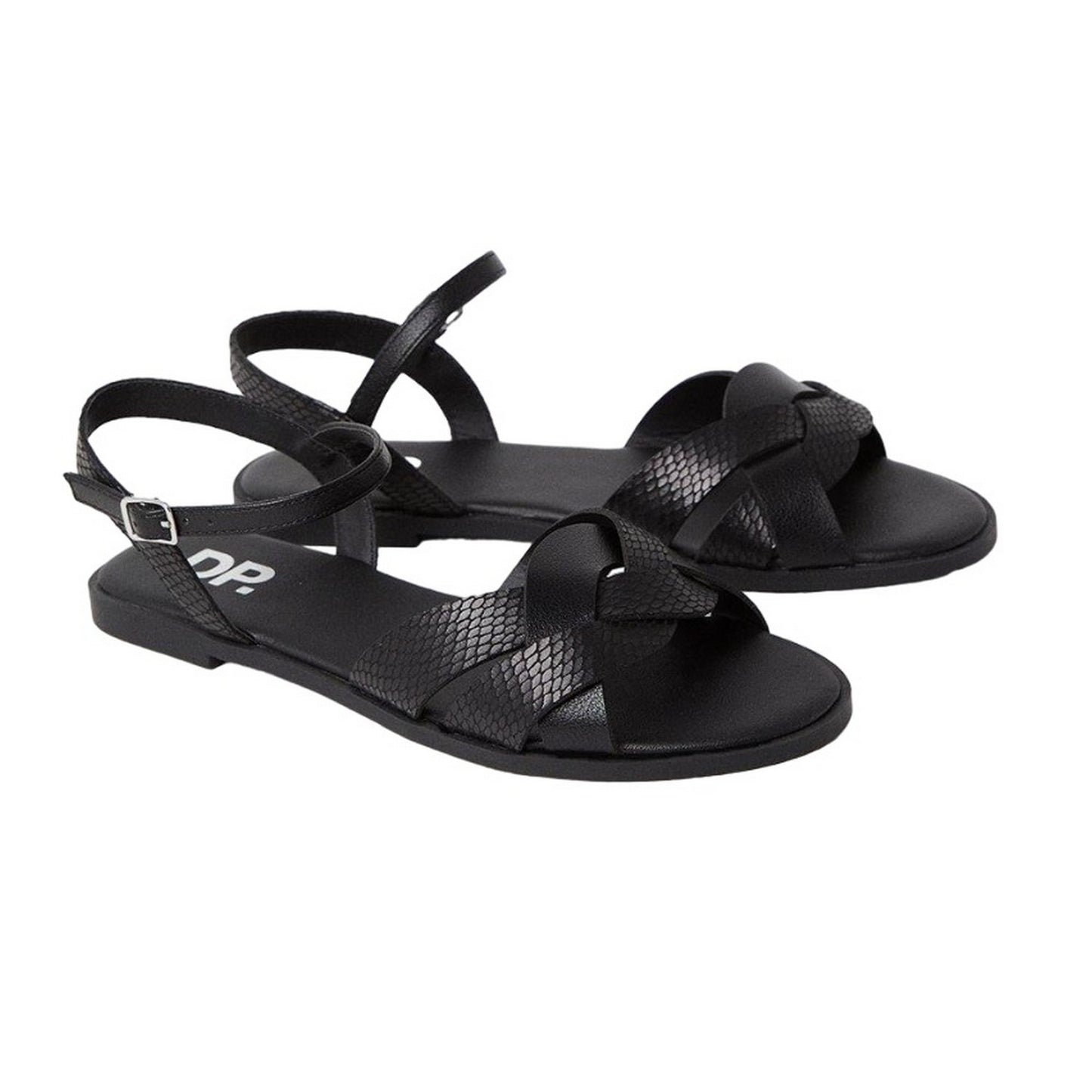 Black - Front - Dorothy Perkins Womens-Ladies Fara Weave Wide Flat Sandals