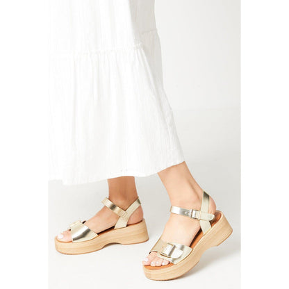 Gold - Front - Good For The Sole Womens-Ladies Ricki Buckle Detail Wedges