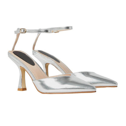 Silver - Front - Faith Womens-Ladies Cici Pointed Stiletto Heel Court Shoes