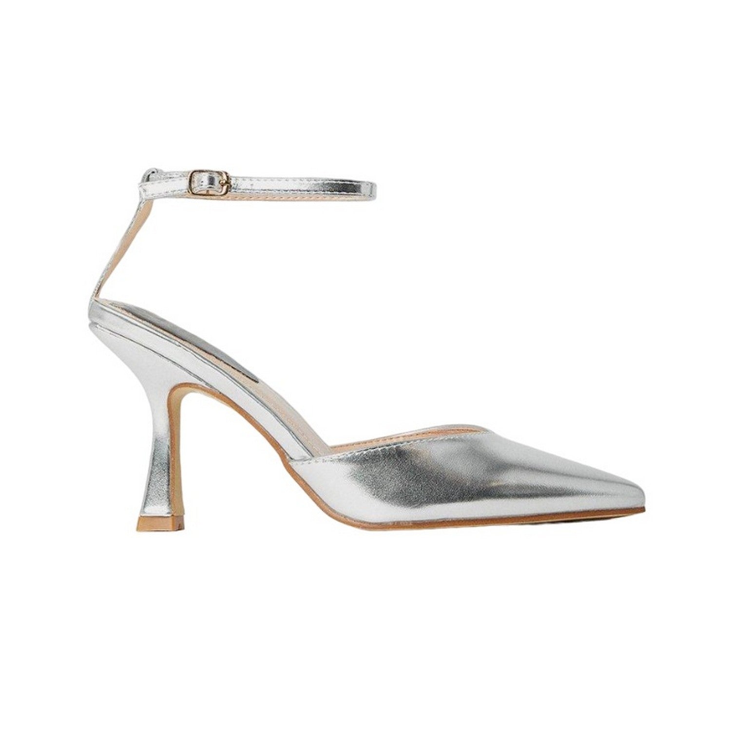 Silver - Back - Faith Womens-Ladies Cici Pointed Stiletto Heel Court Shoes