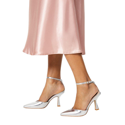 Silver - Side - Faith Womens-Ladies Cici Pointed Stiletto Heel Court Shoes
