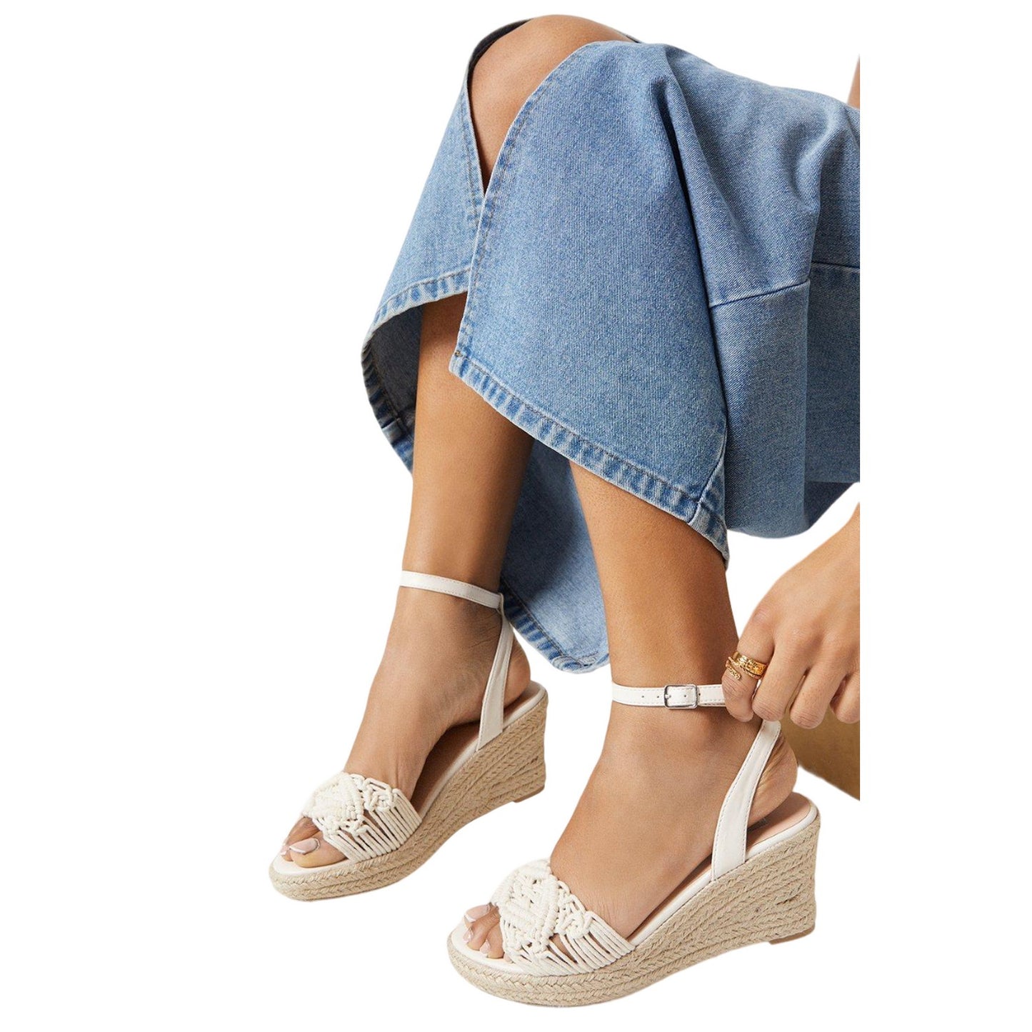 Cream - Side - Dorothy Perkins Womens-Ladies Felicity Macrame Wedge