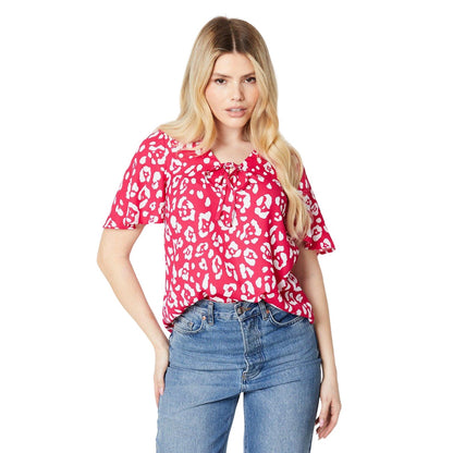 Pink - Front - Dorothy Perkins Womens-Ladies Front Tie Flutter Blouse