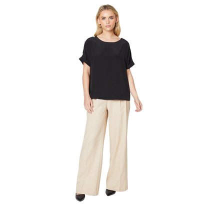 Black - Side - Dorothy Perkins Womens-Ladies Button Shoulder Petite Roll Sleeve Blouse