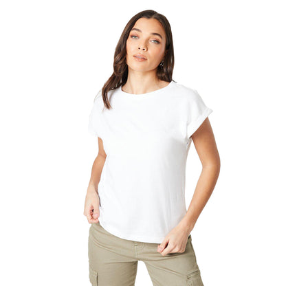 White - Front - Dorothy Perkins Womens-Ladies Cotton Petite Roll Sleeve T-Shirt
