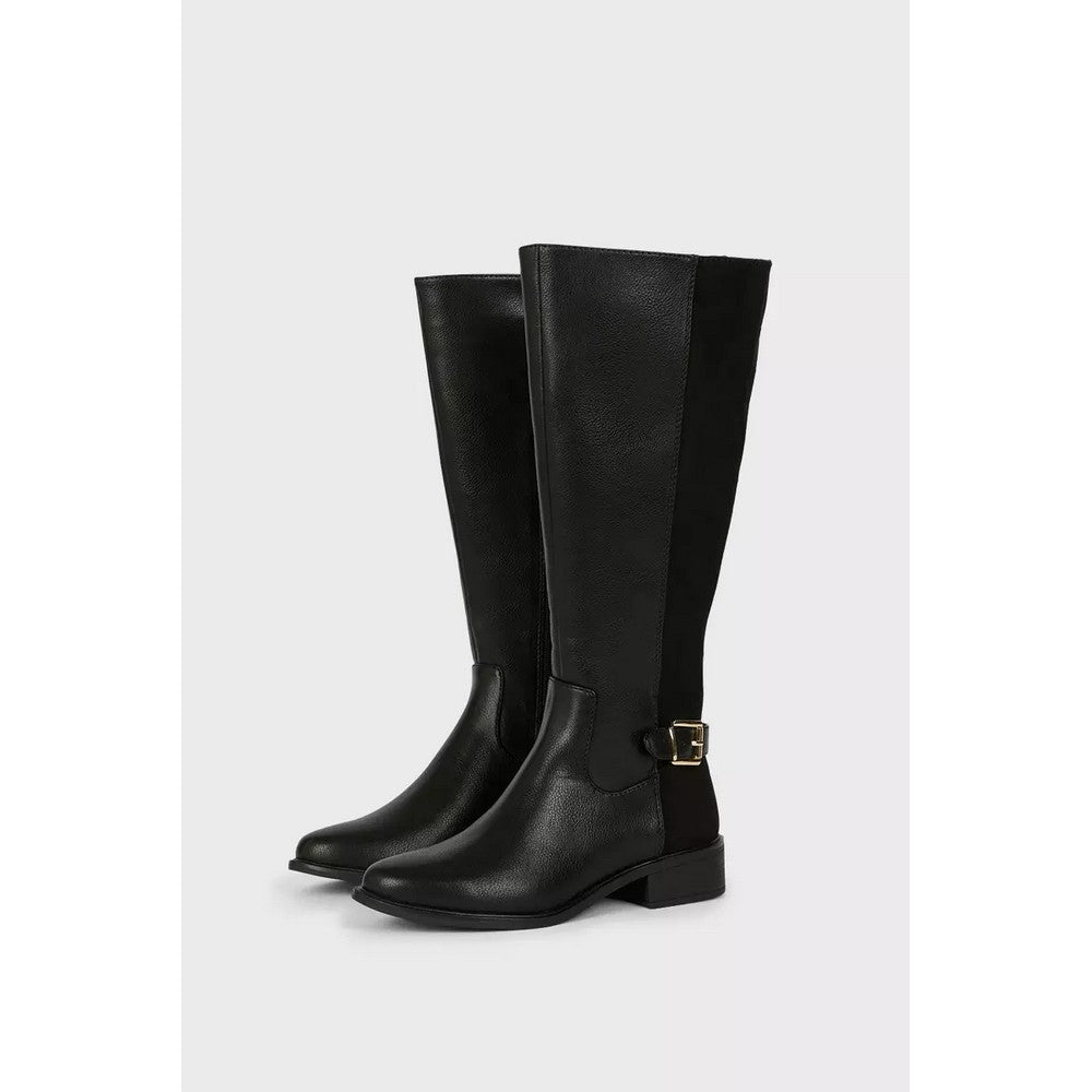 Black - Side - Dorothy Perkins Womens-Ladies Kinley Buckle Detail Riding Boots