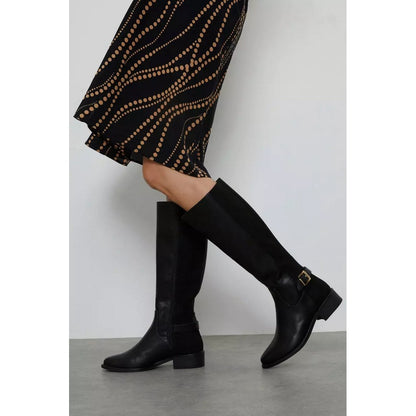 Black - Lifestyle - Dorothy Perkins Womens-Ladies Kinley Buckle Detail Riding Boots
