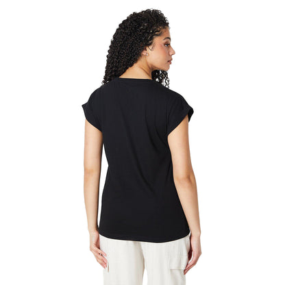 Black - Back - Dorothy Perkins Womens-Ladies Cotton Tall Roll Sleeve T-Shirt