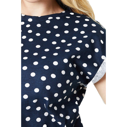 Navy-White - Side - Dorothy Perkins Womens-Ladies Polka Dot Cotton T-Shirt