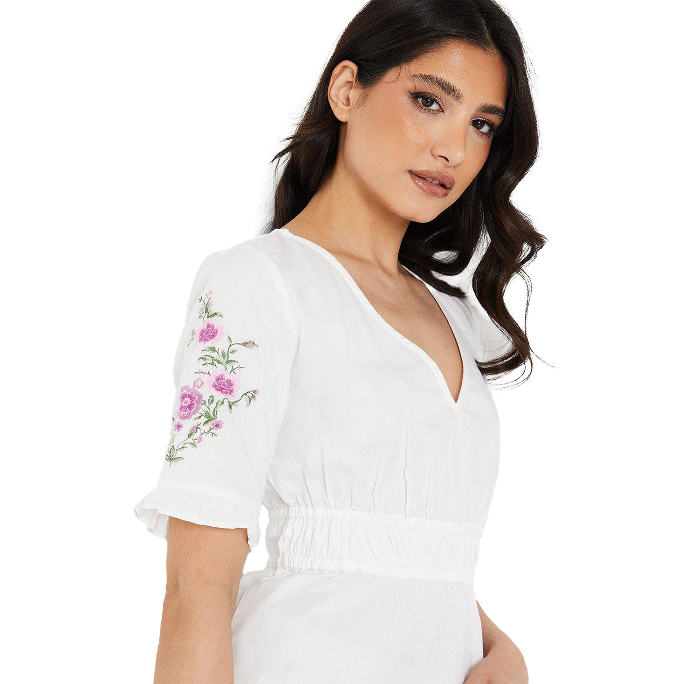 White - Side - Dorothy Perkins Womens-Ladies Embroidered Poplin Blouse