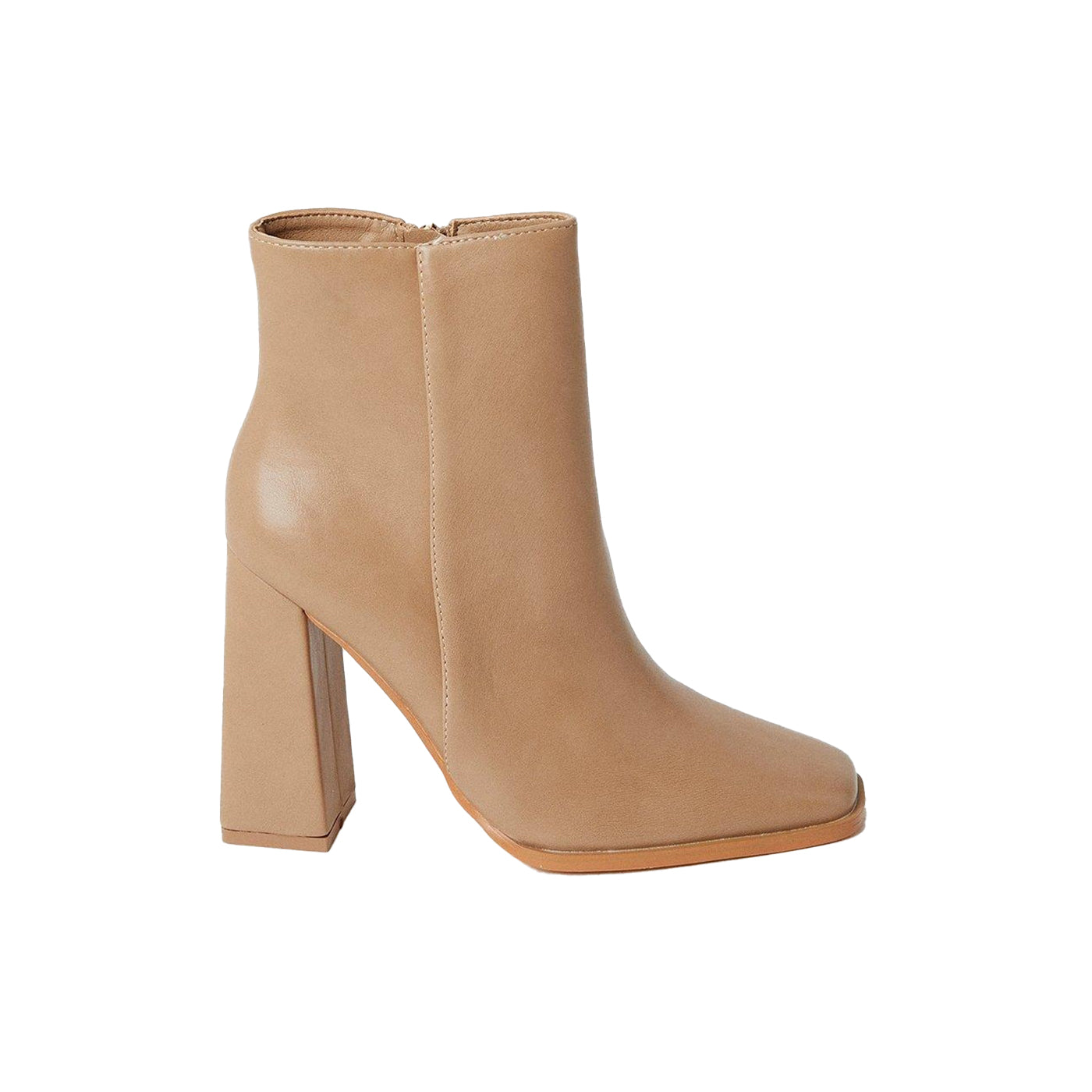 Beige - Back - Faith Womens-Ladies Agnes High Block Heel Ankle Boots