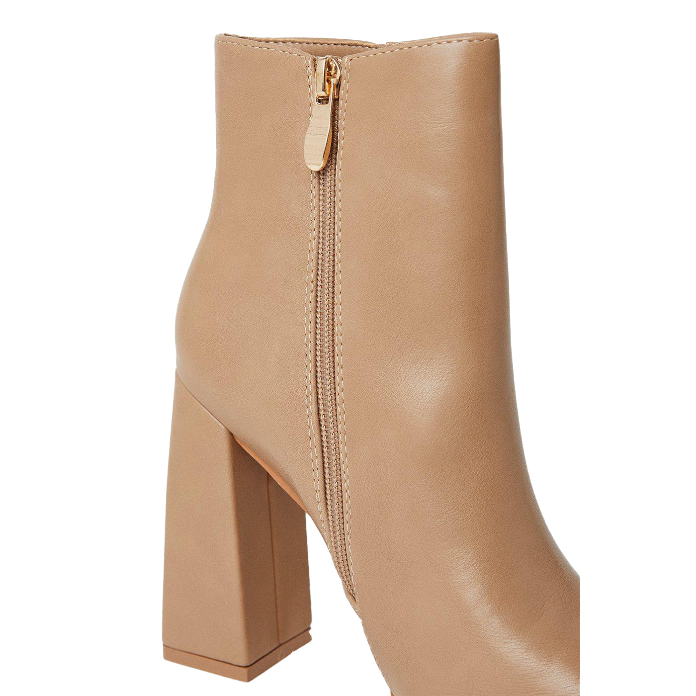 Beige - Side - Faith Womens-Ladies Agnes High Block Heel Ankle Boots