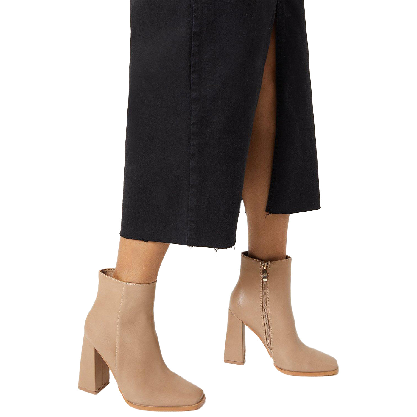 Beige - Lifestyle - Faith Womens-Ladies Agnes High Block Heel Ankle Boots