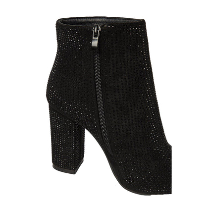 Black - Side - Dorothy Perkins Womens-Ladies Dalia Hotstud Diamante Ankle Boots