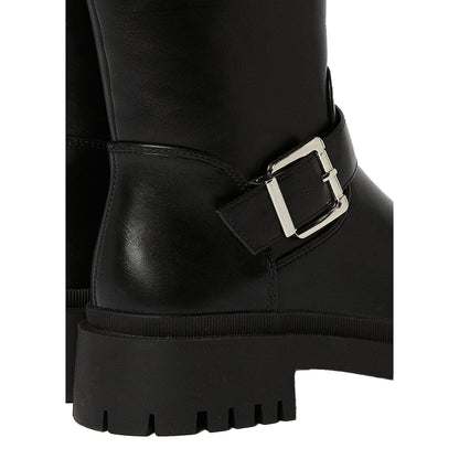 Black - Side - Faith Womens-Ladies Kennedy Buckle Chunky Heel Ankle Boots