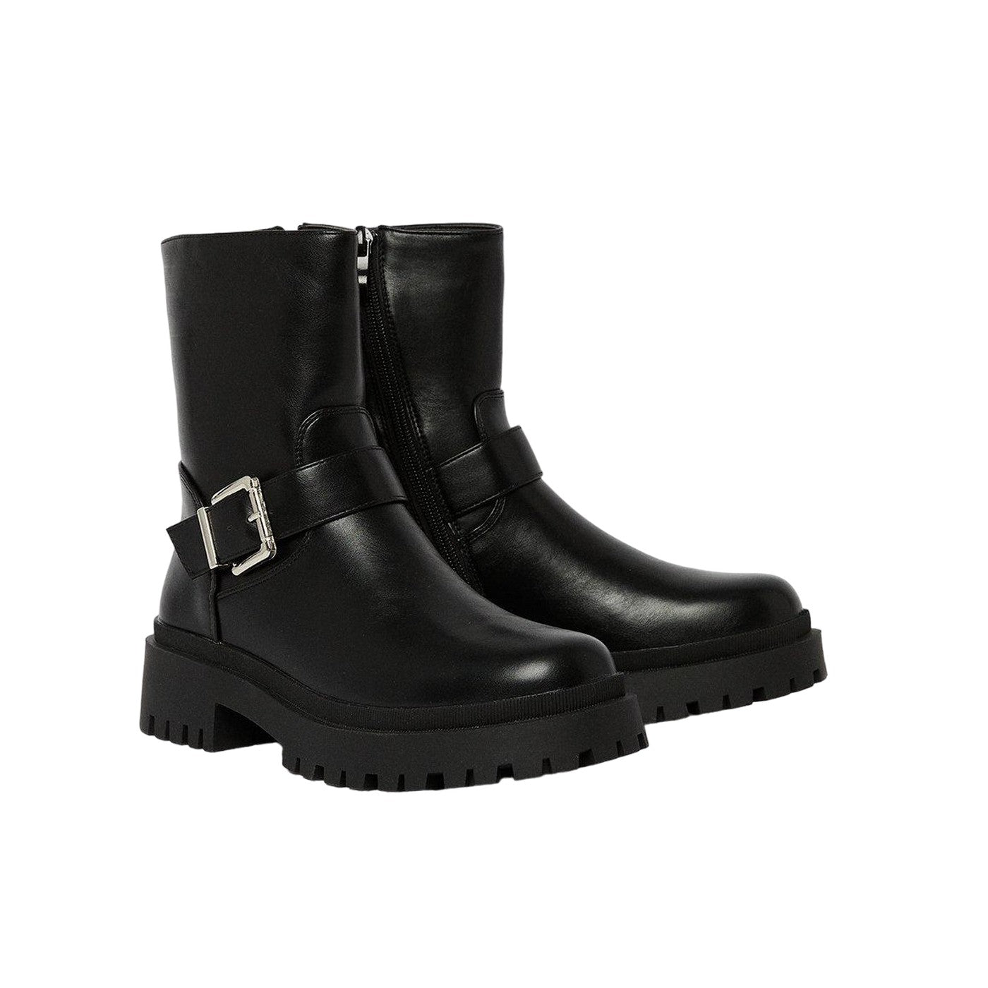 Black - Front - Faith Womens-Ladies Kennedy Buckle Chunky Heel Ankle Boots