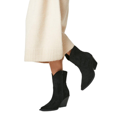 Natural Black - Side - Faith Womens-Ladies Mina Western Heeled Ankle Boots