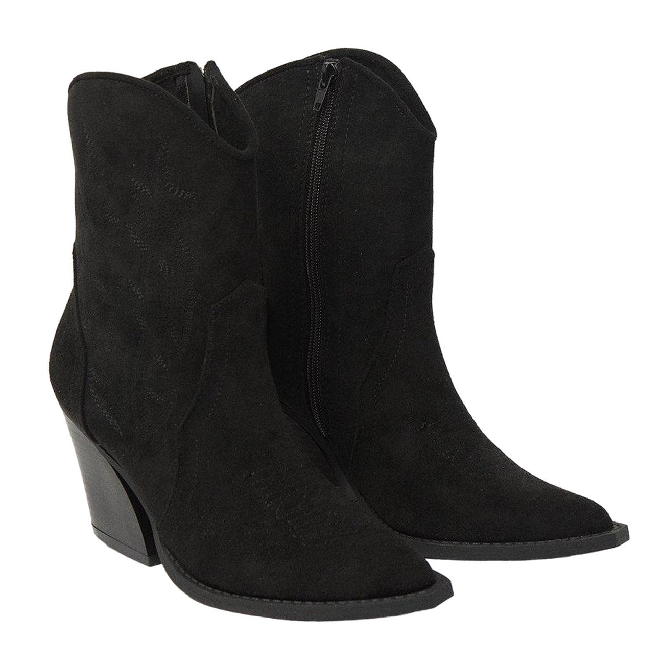 Natural Black - Front - Faith Womens-Ladies Mina Western Heeled Ankle Boots