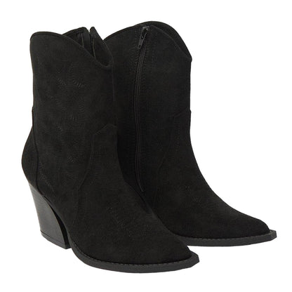 Natural Black - Front - Faith Womens-Ladies Mina Western Heeled Ankle Boots