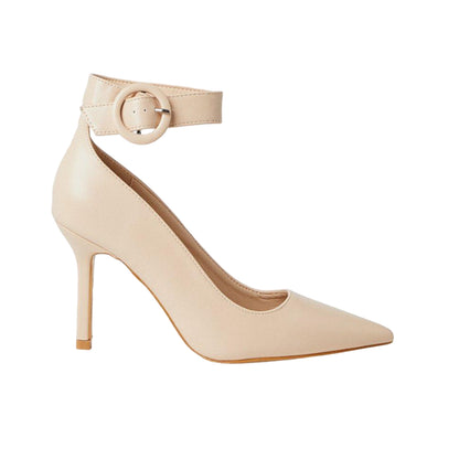 Beige - Back - Faith Womens-Ladies Chantelle Ankle Strap Stiletto Heel Court Shoes