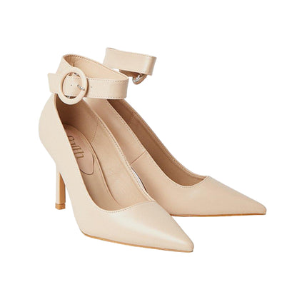 Beige - Front - Faith Womens-Ladies Chantelle Ankle Strap Stiletto Heel Court Shoes