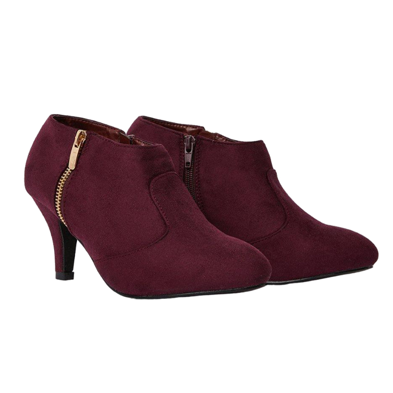 Burgundy - Front - Good For The Sole Womens-Ladies Marley Zip Wide Heeled Ankle Boots