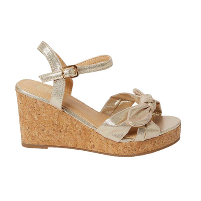 Gold - Back - Dorothy Perkins Womens-Ladies Rikki Bow Wide Wedges