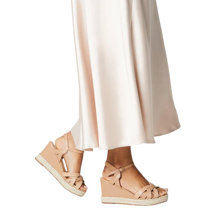Blush - Side - Dorothy Perkins Womens-Ladies Riri Curved Strap Extra Wide Wedges